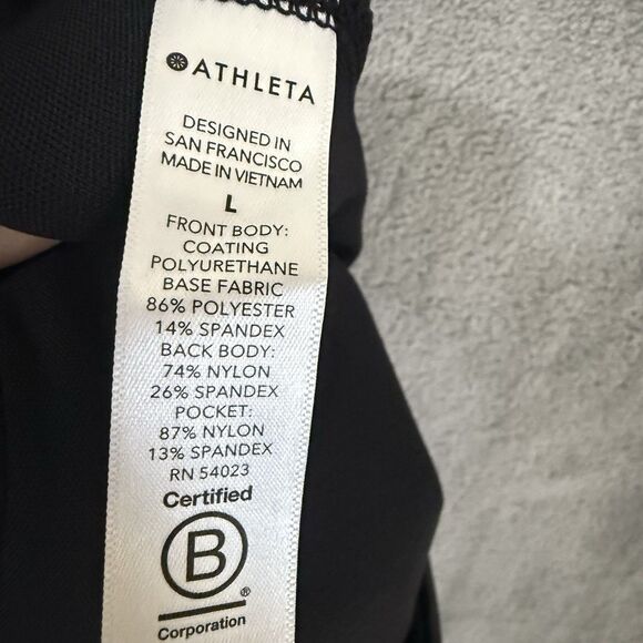 Athleta Delancy Shine Tight Leggings L Pants Pull On Black Active Faux Leather - Picture 6 of 8